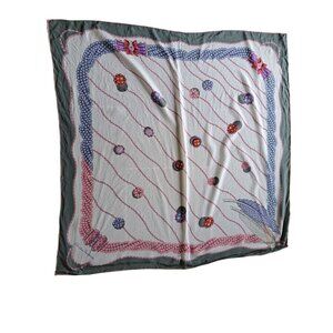 Christian Fischbacher 100% Silk Floral Scarf 33" Square Multicolor Womens
